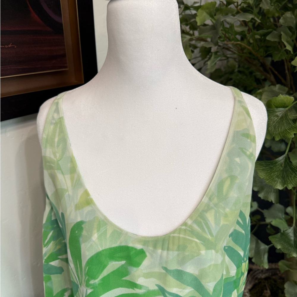 Cabi Green Leaf Print Sleeveless Dress - Picture 4 of 10